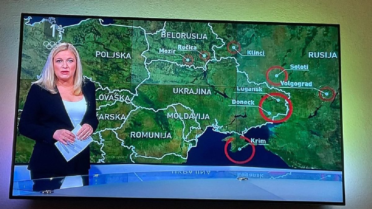 Словенский телеканал показал карту Украины без Крыма и объяснил это технической ошибкой